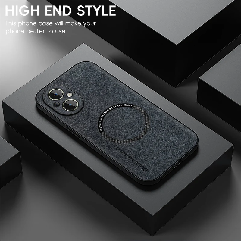 

For OnePlus Nord N20 Fine Hole Sheepskin Magnetic TPU Soft Edge Anti-Drop Anti Fingerprint Phone Case