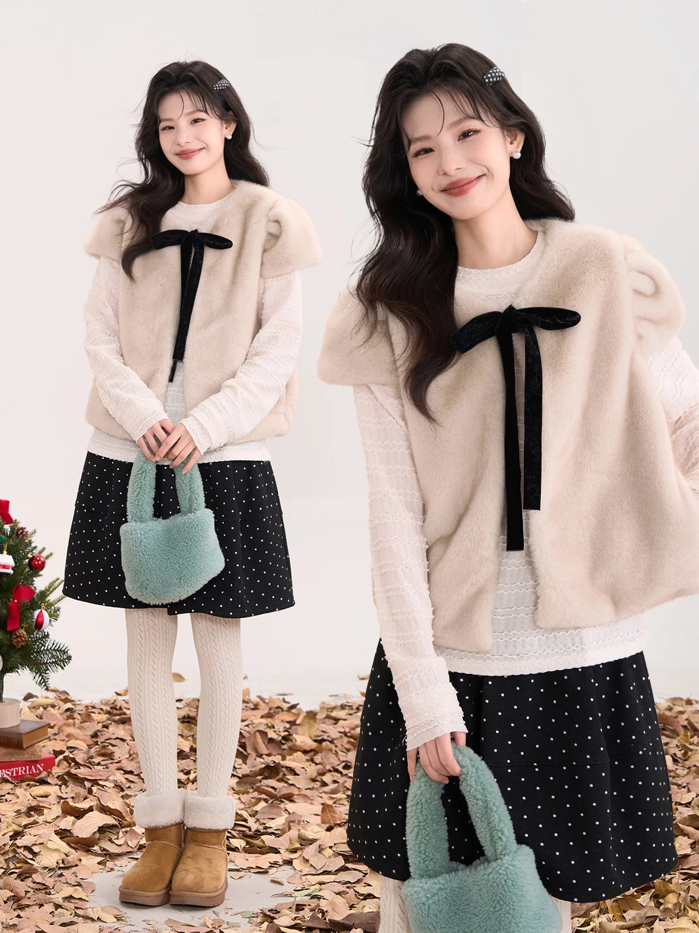 

Velvet Knot Tie ort Sve Faux Fur Plu Top Winter Warm Casual Loose Fit ort Length Youth Fem Spring