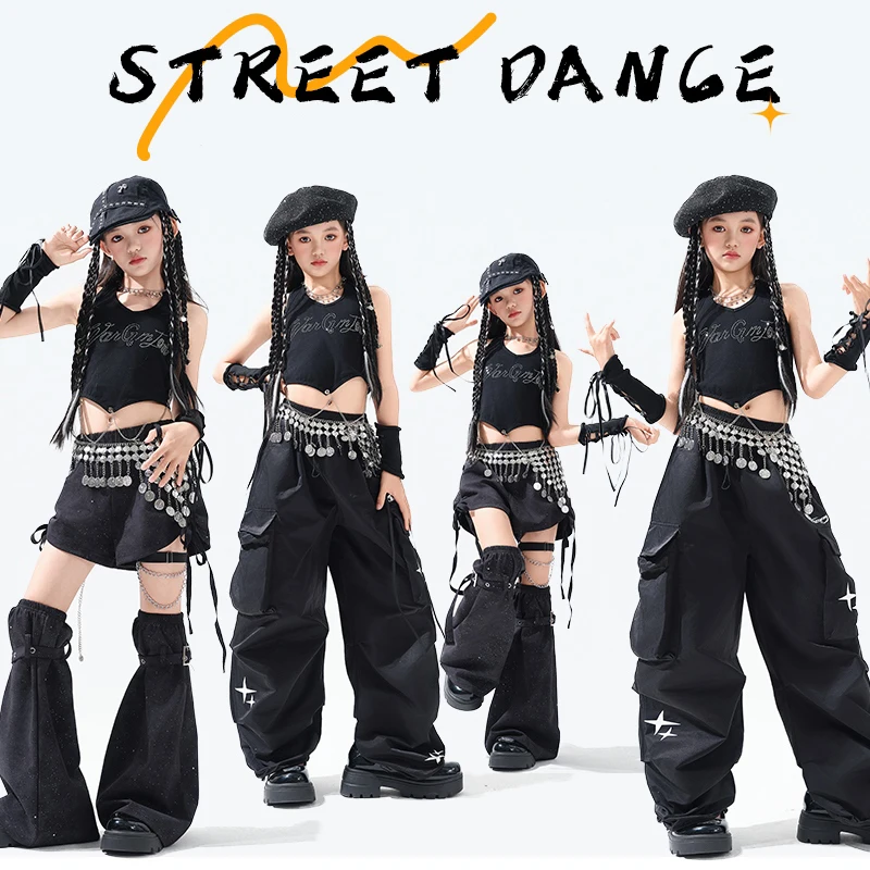 

Детский костюм для бальных танцев, детская крутая одежда в стиле хип-хоп, уличная одежда для девочек, костюм для джазовых танцев, одежда для рейва, SL13551