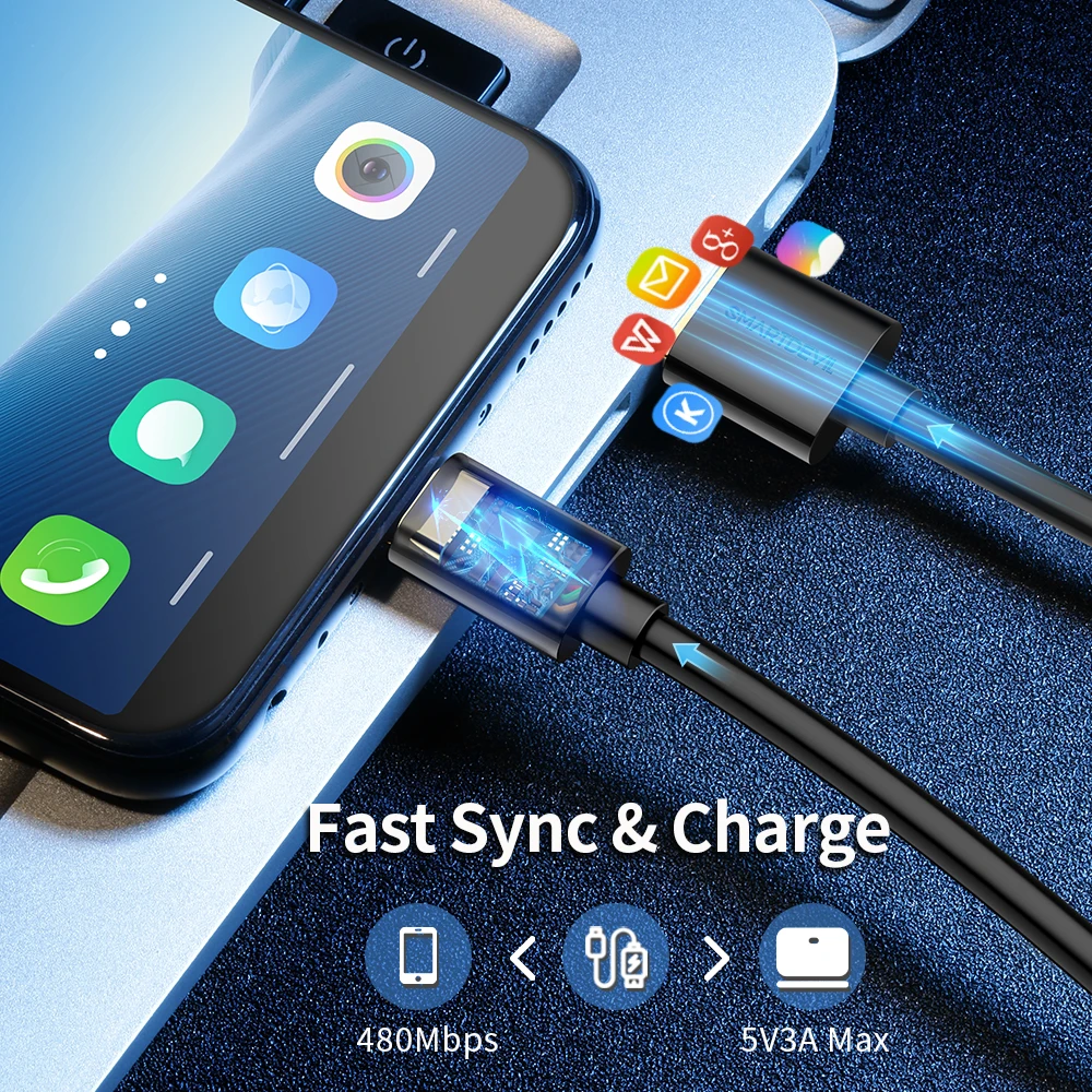 SmartDevil USB Type C Cable 6A For Samsung Xiaomi Mi Huawei Mobile Phone Fast Charging USB Type-C 3A Charger Micro USB Cables
