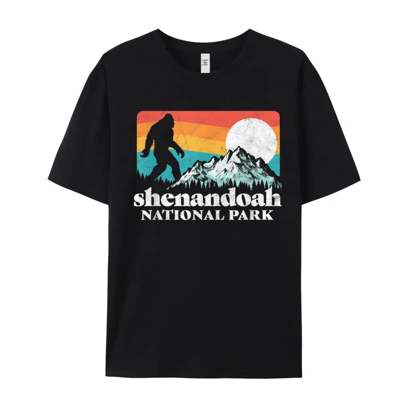 Short Sleeve Tops Tees Crew Neck 100% Cotton Man T-Shirt Shenandoah National Park Virginia Bigfoot Vintage Tshirts Retro