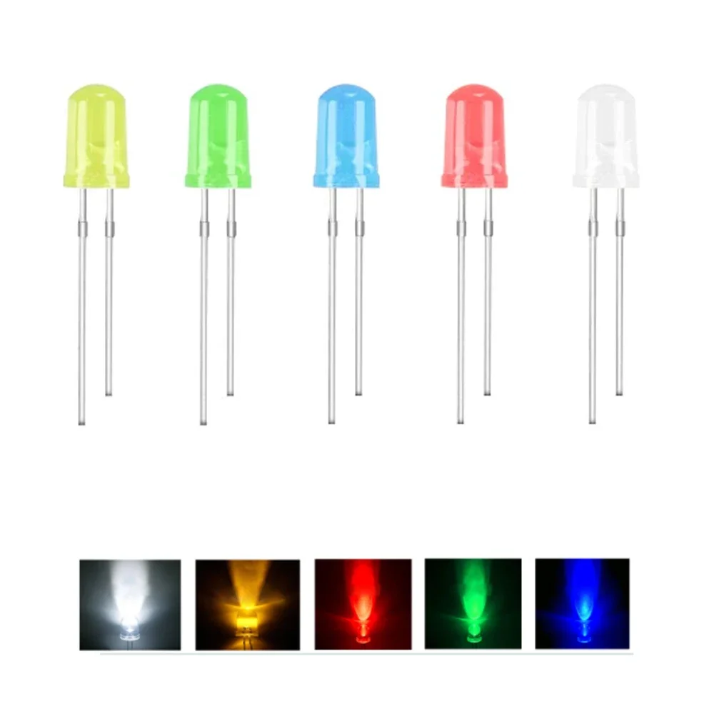 10Pcs 8mm LED Diodes 2- 3.2 V Light Emitting Diodes Kit White/Yellow/Green/Red/Blue Bulbs Lamps for Leds Electronica