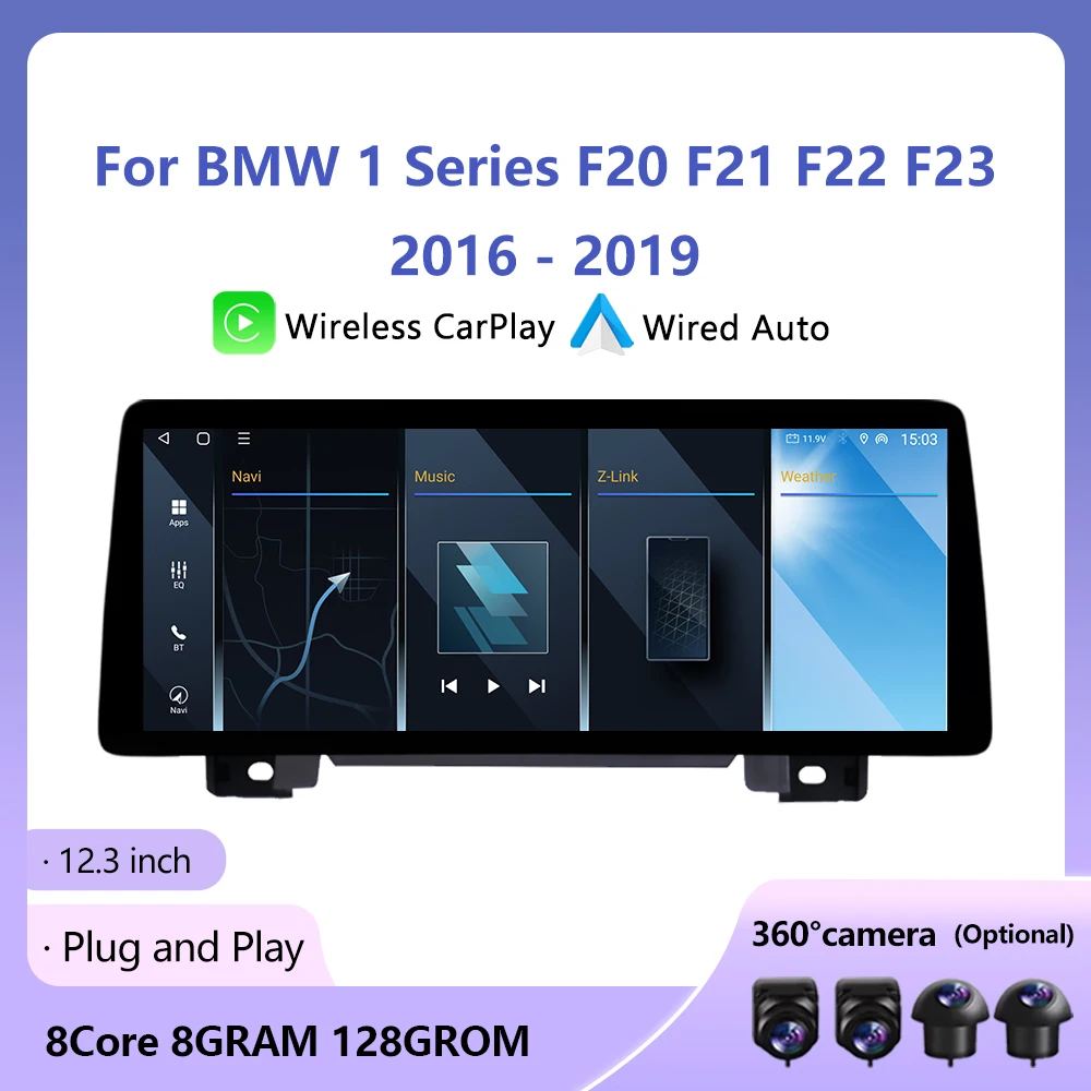 

Новый (12-дюймовый Android для BMW 1 серии F20 F21 F22 F23 2016-2019 системы EVO/NBT автомобильный видеоплеер беспроводные аксессуары Carplay BT