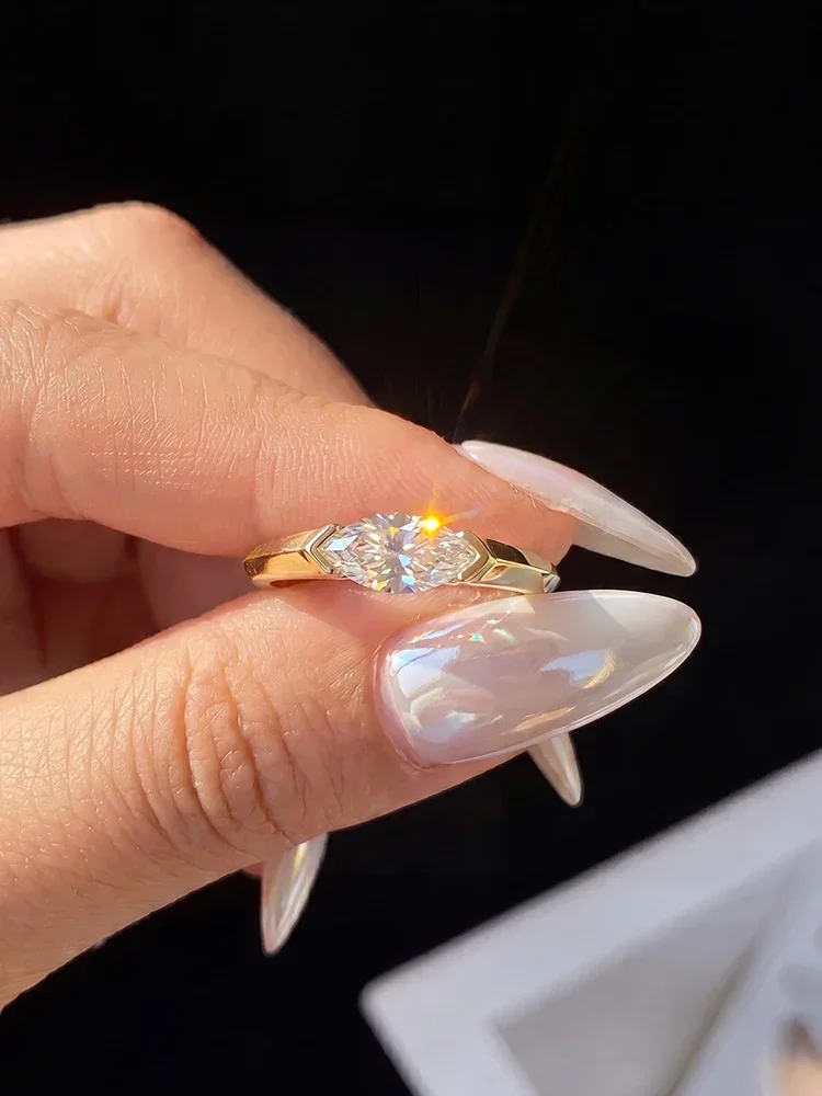 GRA Klassische Modische 1CT Marquise Moissanit Diamantringe für Frauen Jubiläum Hochzeit 925 Sterling Silber Feiner Schmuck – Detail 1