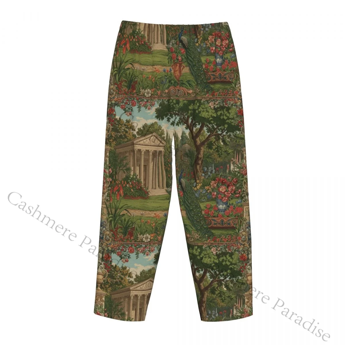 Mughal Garden Flanell-Pyjamahose mit Pfauen- und Vogelbogen für Damen, weiche, warme Schlafhose mit elastischem Bund