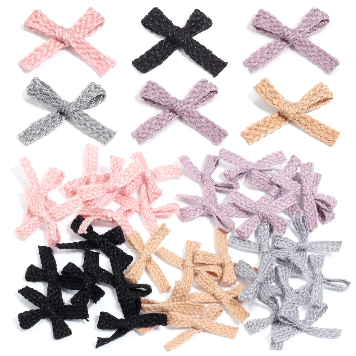 (10 Pcs/pack) 3.5*2.5cm Colored Ribbon Bows Small Size Knit Ribbon Bow Flower Craft Decoration Handwork DIY Party Decoration