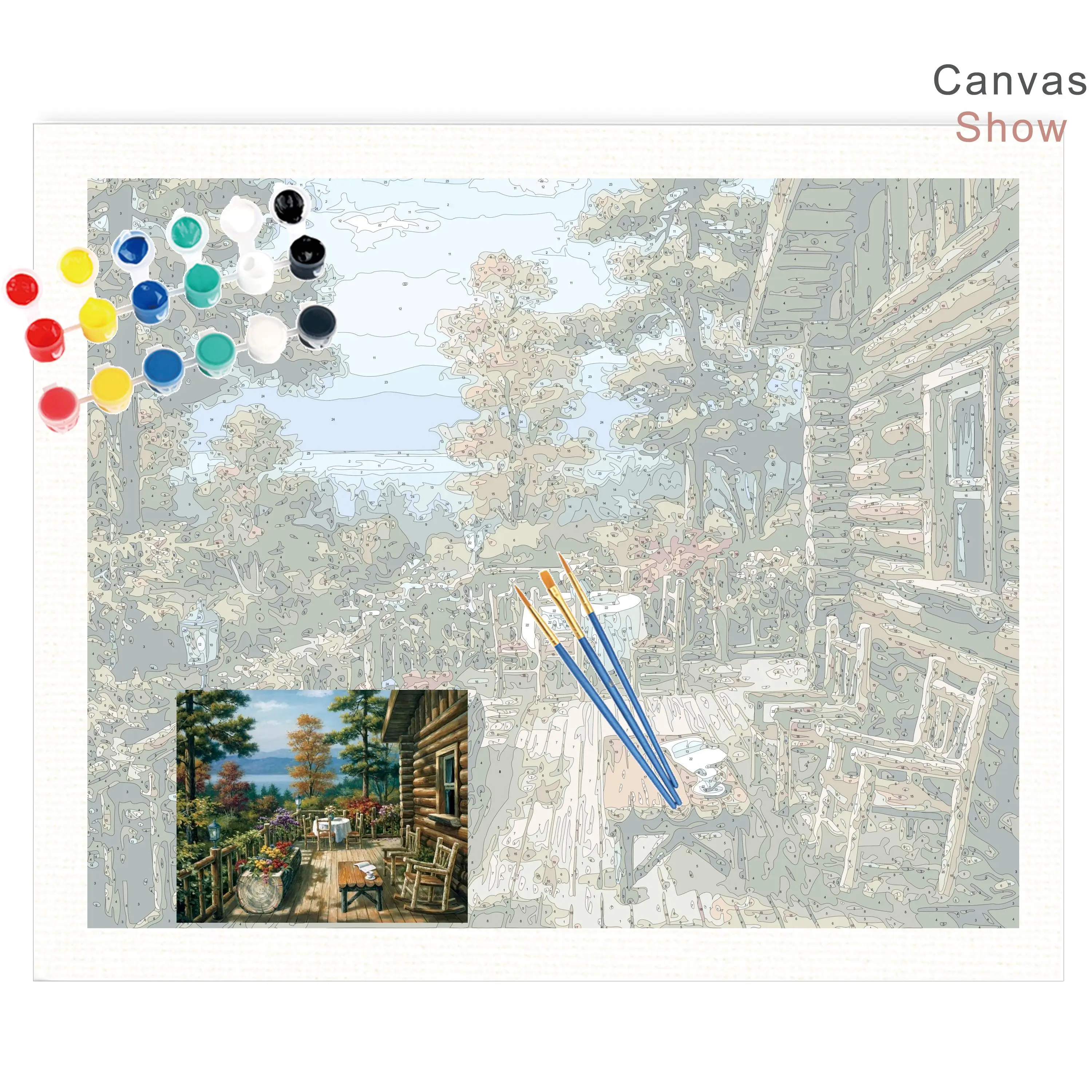 CHENISTORY DIY Painting By Numbers Countryside Landscape Wall Art Picture Handpainted Oil Painting For Room Artwork Wooden House