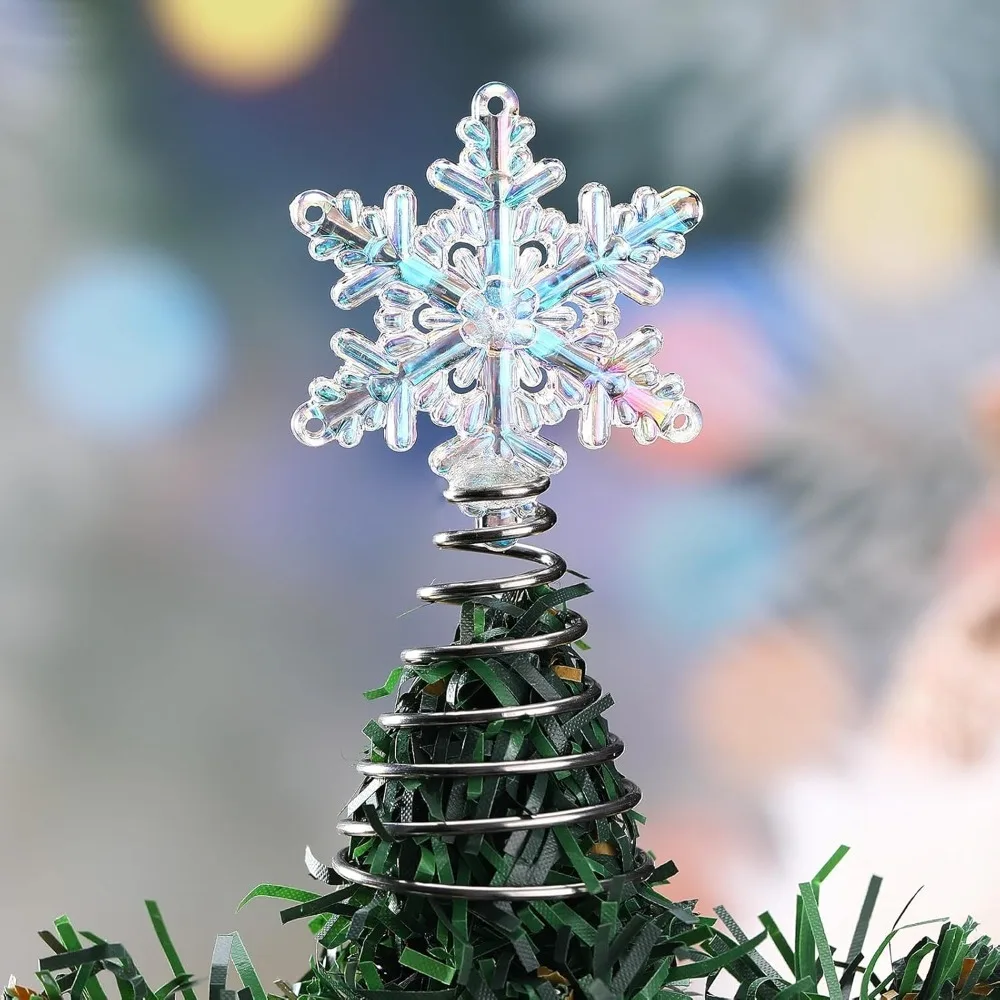 

Mini Snowflake Tree Topper Christmas Miniature Tree Topper Acrylic Small Snowflake Treetop Decoration Xmas Treetop Ornaments fo