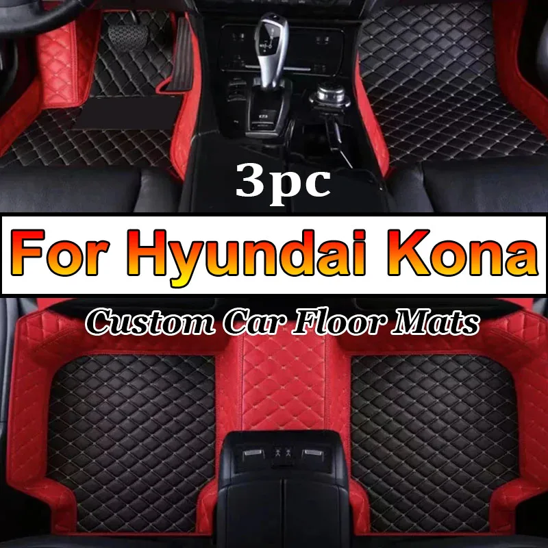 

Car Mats For Hyundai Kona Kauai OS 2018~2022 Leather Floor Mat Rugs Anti Dirt Protective Carpets Interior Parts Car Accessoriess