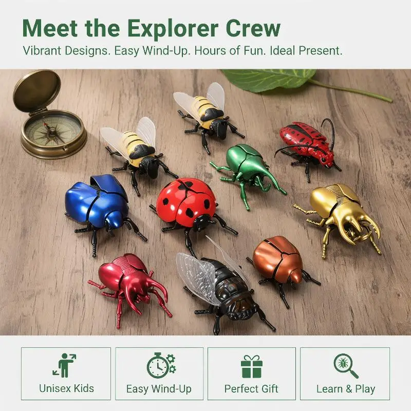 1Pcs Kids Toys Simulation Wind-Up Beetle Insect Crawling Pets Miniature Model