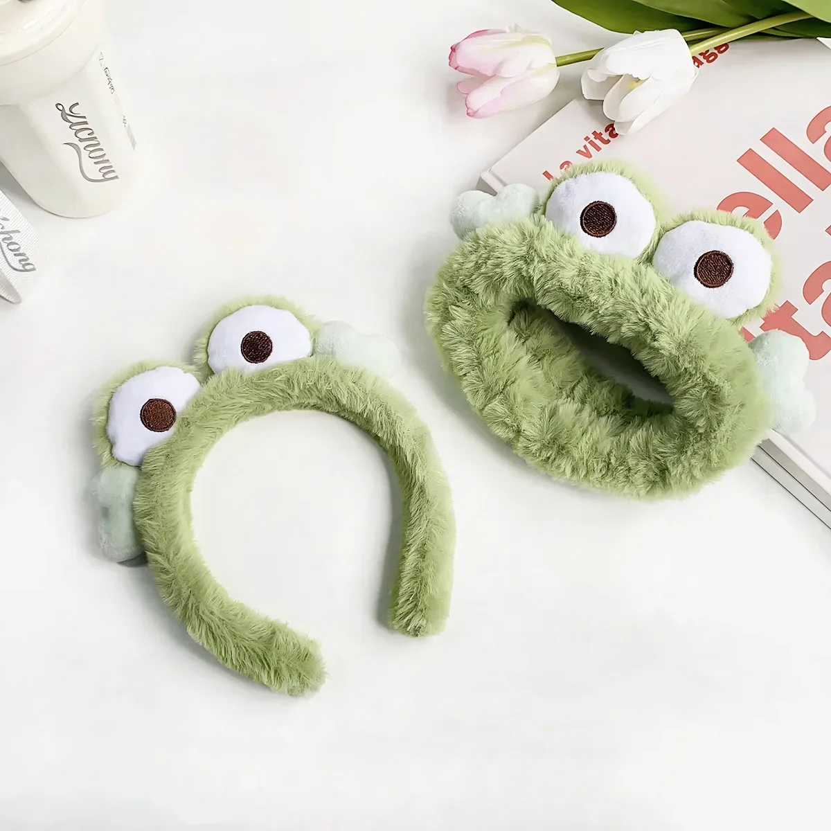 

BYL Cartoon Frog Bear Plush Doll Headband Non-slip Makeup Wash Face Plush Headband Hairband for Women Girls Hair Accessories