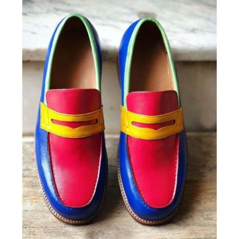 New Loafers Men Shoes PU Multicolor Fashion Business Casual Wedding Party Banquet Classic Mask British Style Dress Shoes CP012