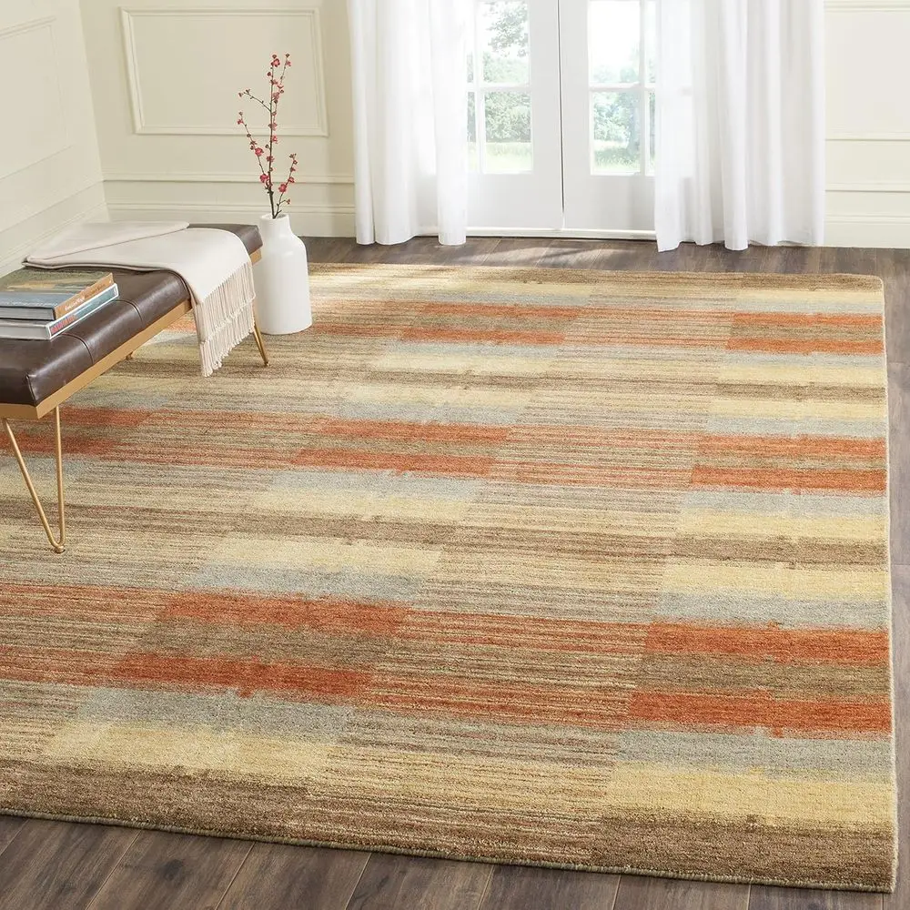 

6' x 9' Multicolored Handmade Wool Rug, Perfect for Living Room and Bedroom High Traffic Areas