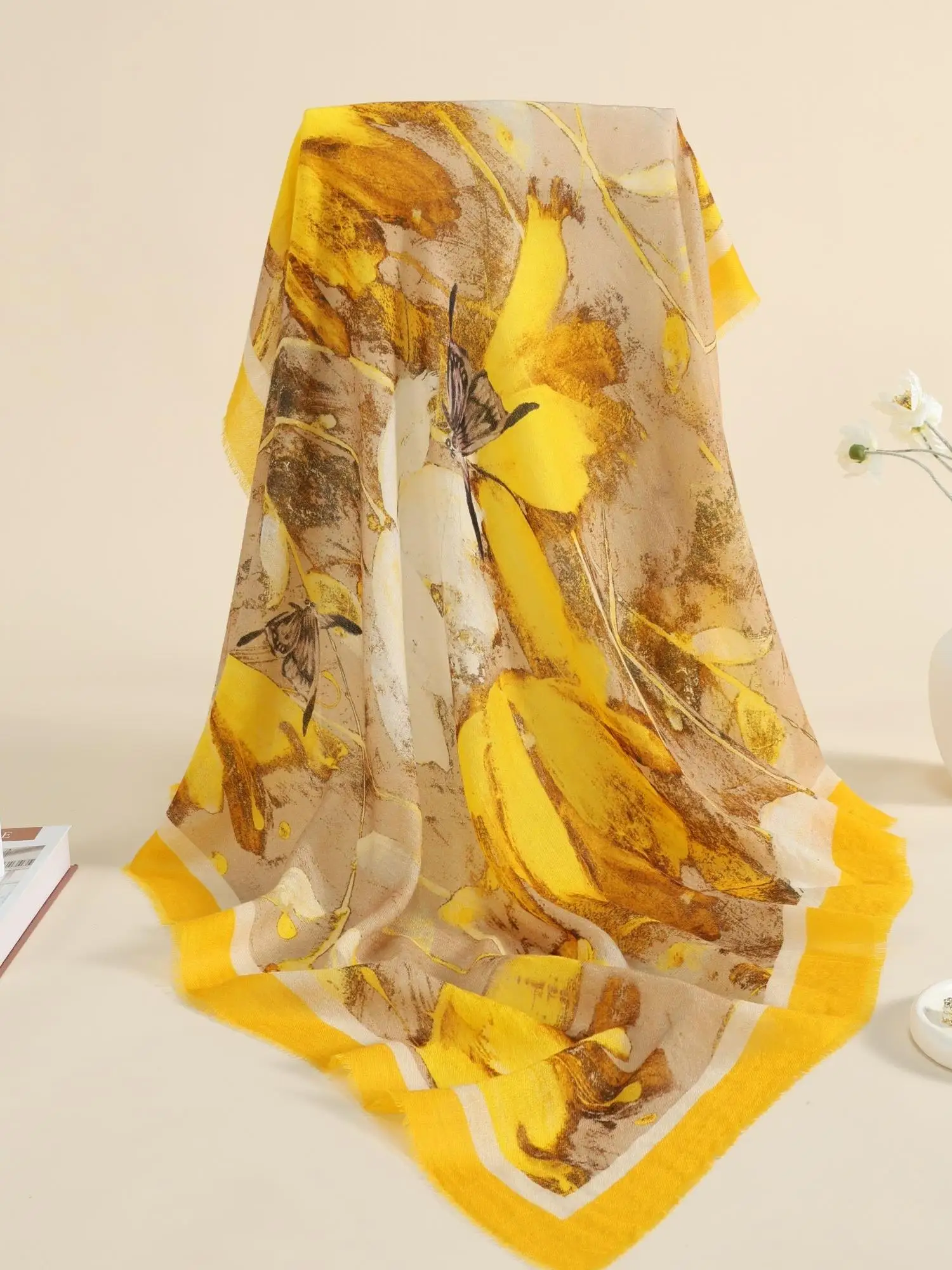 Echarpe-carree-en-laine-pour-femme-fine-chaude-style-chinois-pour-voyage-couleur-or