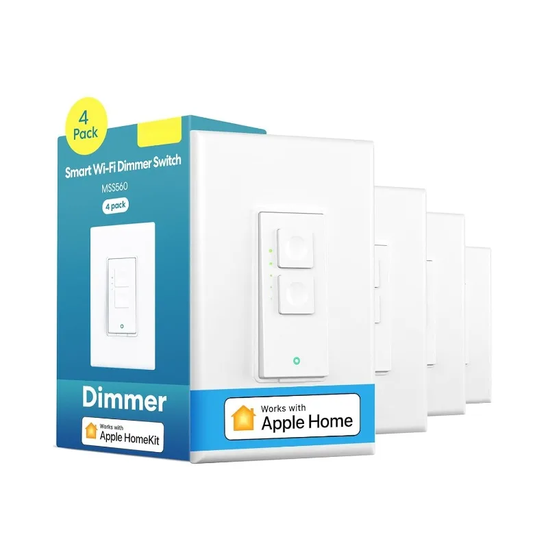 4 Pack Smart Dimmer Switch Single Pole Supports Apple HomeKit, Alexa Google Assistant & SmartThings, 2.4Ghz WiFi Light Switch