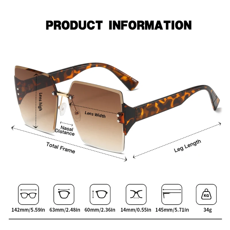 JUNCTURE أزياء النساء النظارات الشمسية بدون شفة نظارات شمسية إطار كبير التدرج سيدة نظارات حزب هدايا العيد النظارات الشمسية للنساء