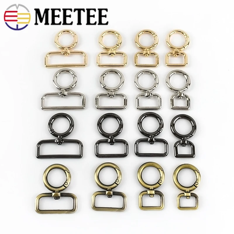 Meetee 5Pcs 12-38mm Metal  Bag Strap Buckles Dog Collar Keychain Connector Hooks Clasps DIY Bags Clothing Hardware Accessories