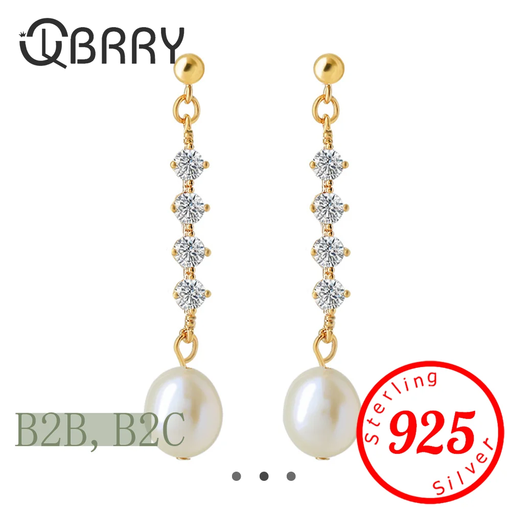 

Elegant 925 Sterling Silver Teardrop Freshwater Pearls Drop Dangle Earrings for Women Fashion Jewelry