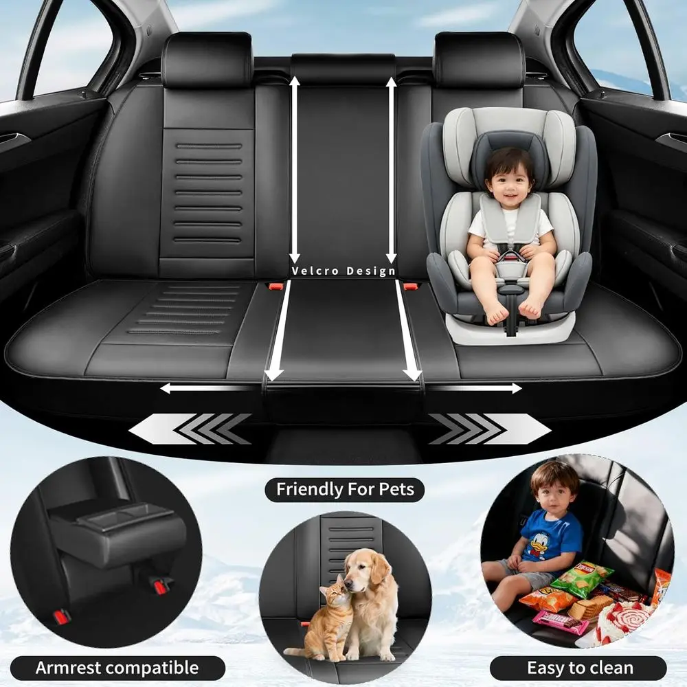 도요타 캠리 2010-2026 호환 프리미엄 가죽 자동차 시트 커버, 통기성, 내마모성, 에어백 호환