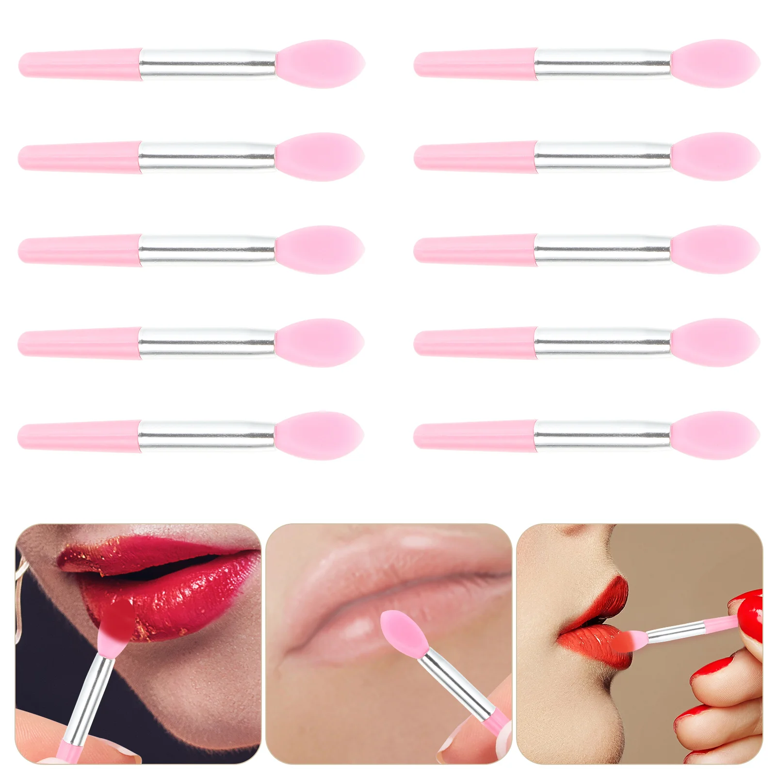 10 Uds. Cuchara para máscara de labios, aplicadores de maquillaje para sombra de ojos, cepillo de Gel de sílice, cosméticos