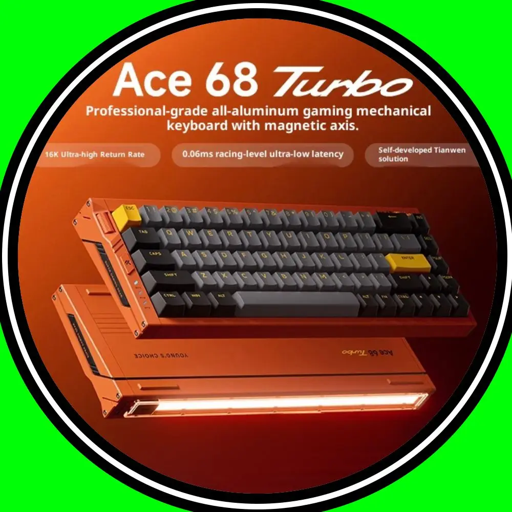 

MCHOSE Ace 68 Turbo Magnetic Switch Keyboard 16K Aluminium Alloy E-sports Keyboard Custom 0.001mm Low Delay Ergonomics PC Gamer