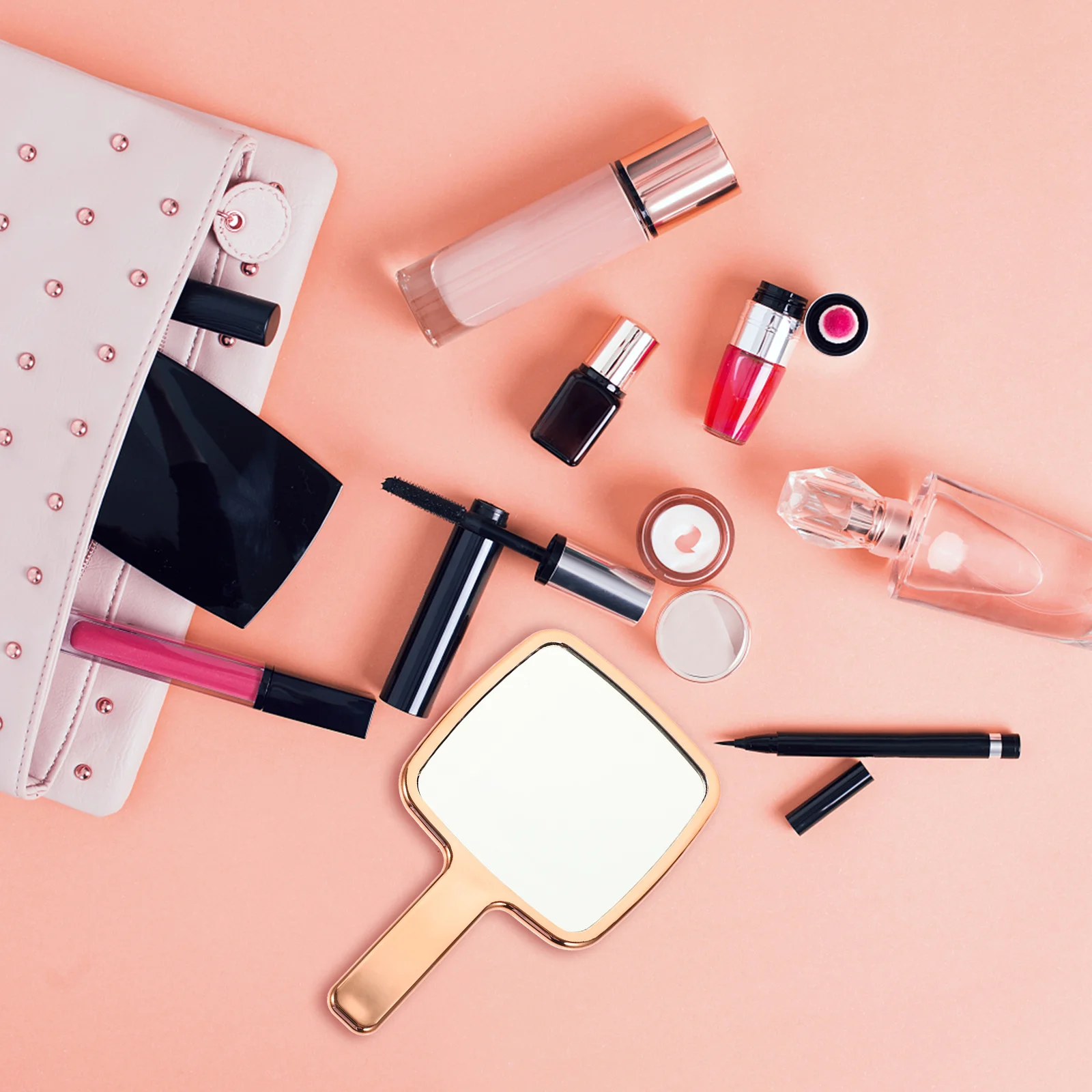 مرآة صغيرة محمولة بتصميم جميل مناسبة للسفر والمدرسة المنزلية، مرآة زجاجية مريحة المظهر #4