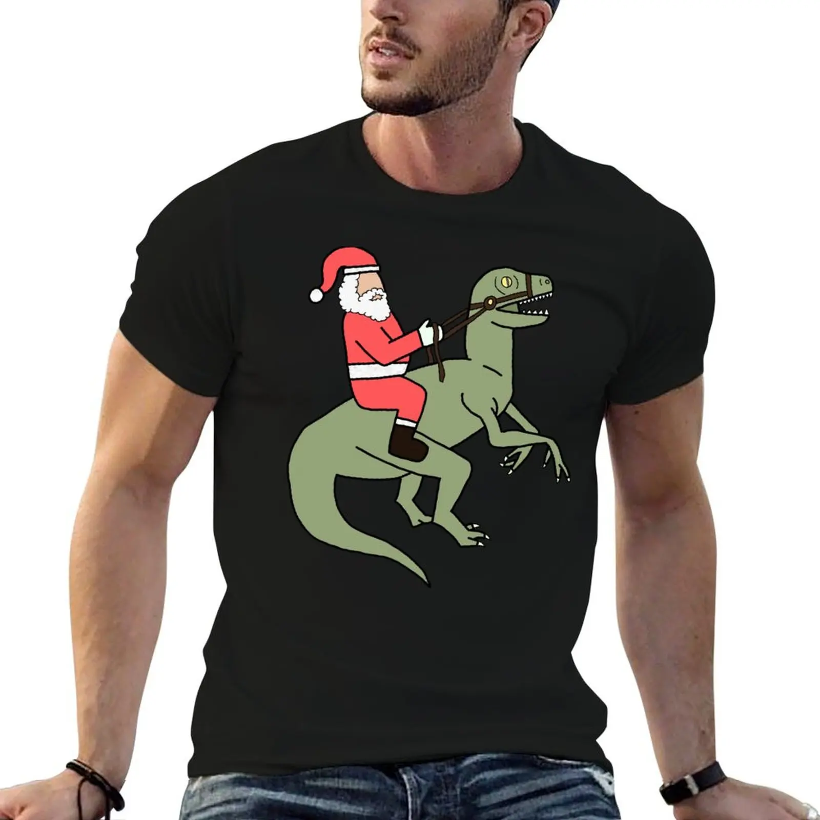 Santa raptor T-Shirt oversized t shirt tees customs design your own graphics men t shirt