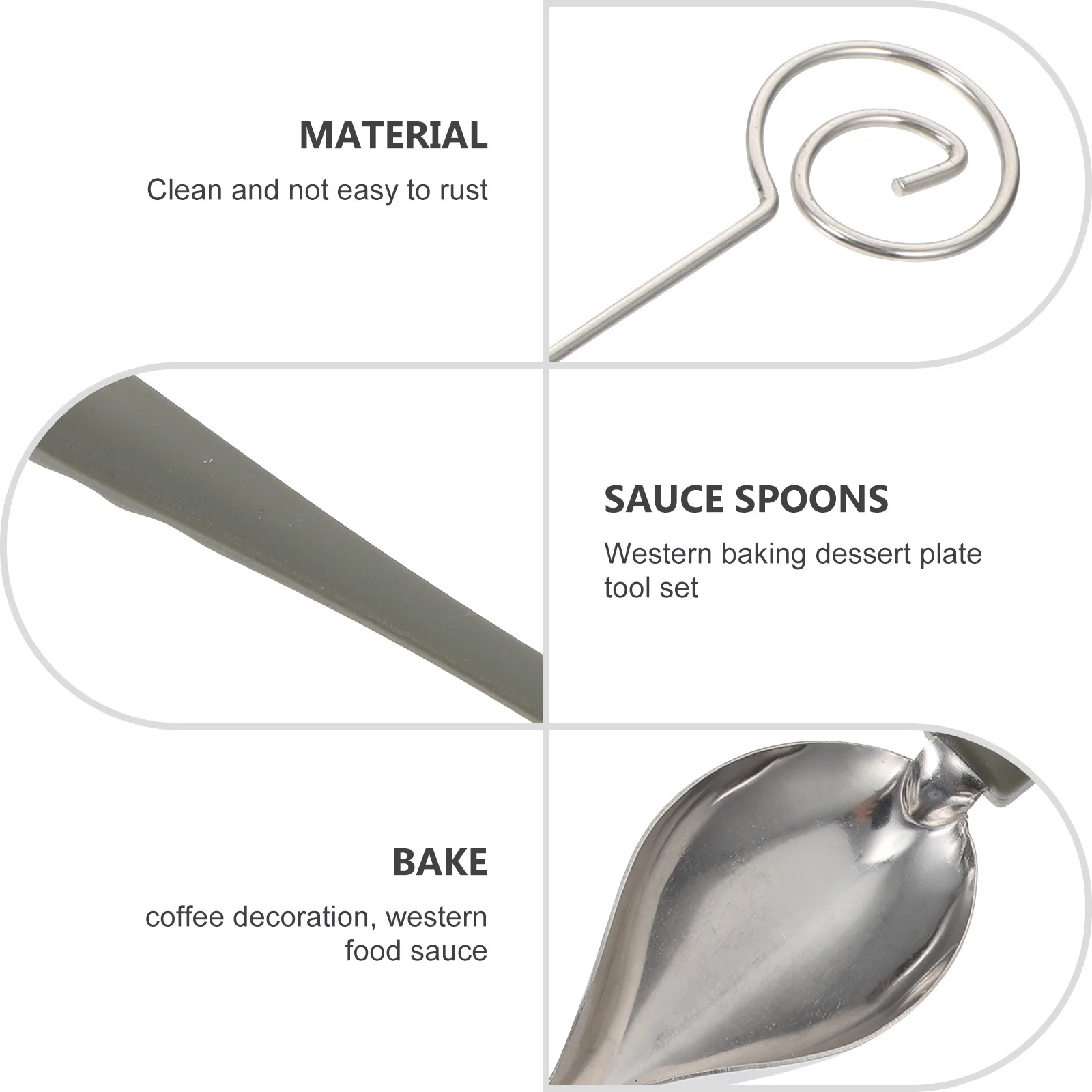 

4Pcs Stainless Steel Decorating Spoon Light Weight Chocolate Dipping Set for Cheese Hot Pot Sauce Drawing Baking Dessert Tools