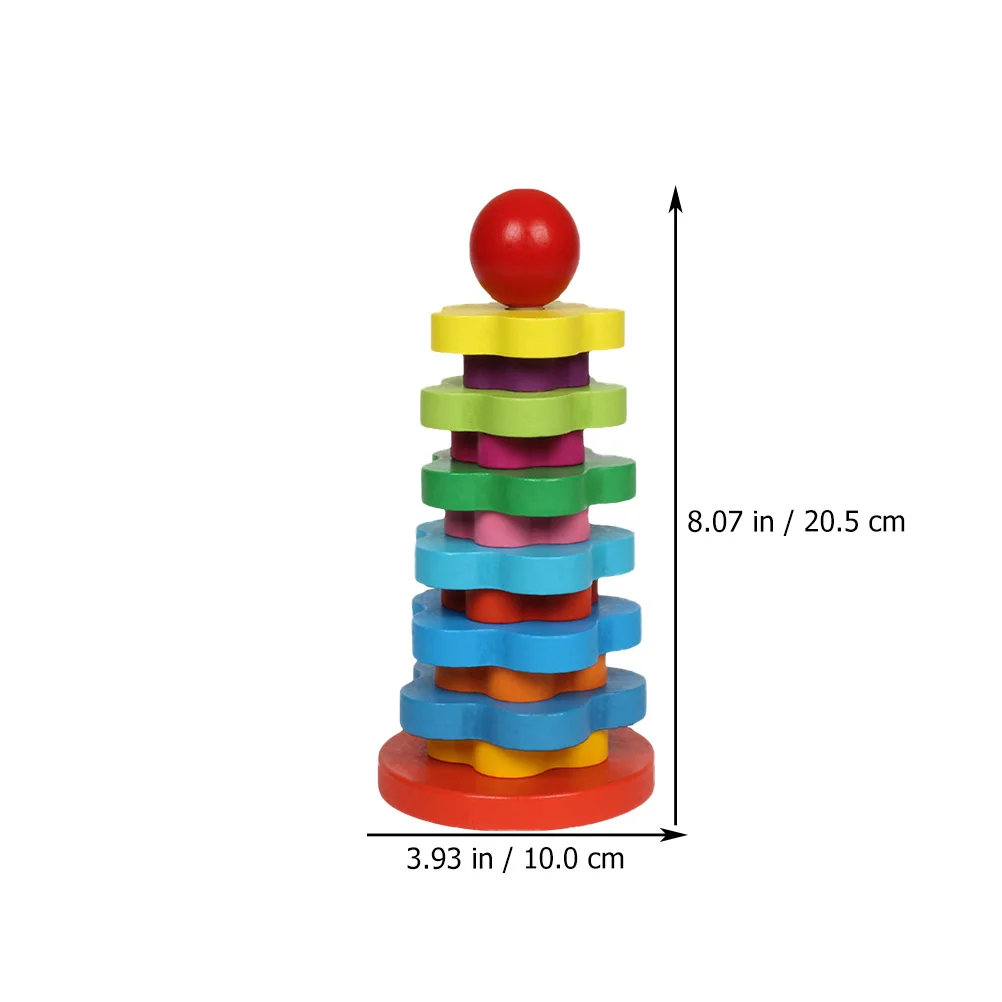 1 Set Rainbow Stacking Blocks Game For Kids Educational Wooden Promotes Social Skills Imagination Eco-Friendly
