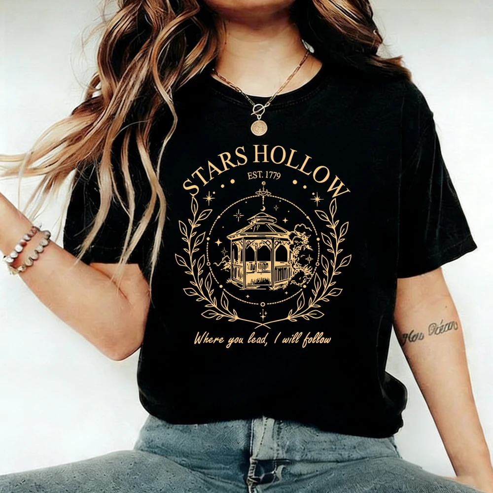 2026 Vintage Stars Hollow T-shirt Where You Lead I Will Follow Lukes Diner Graphic Tee Tv Show Merch Chilton Dragonfly Inn Tops