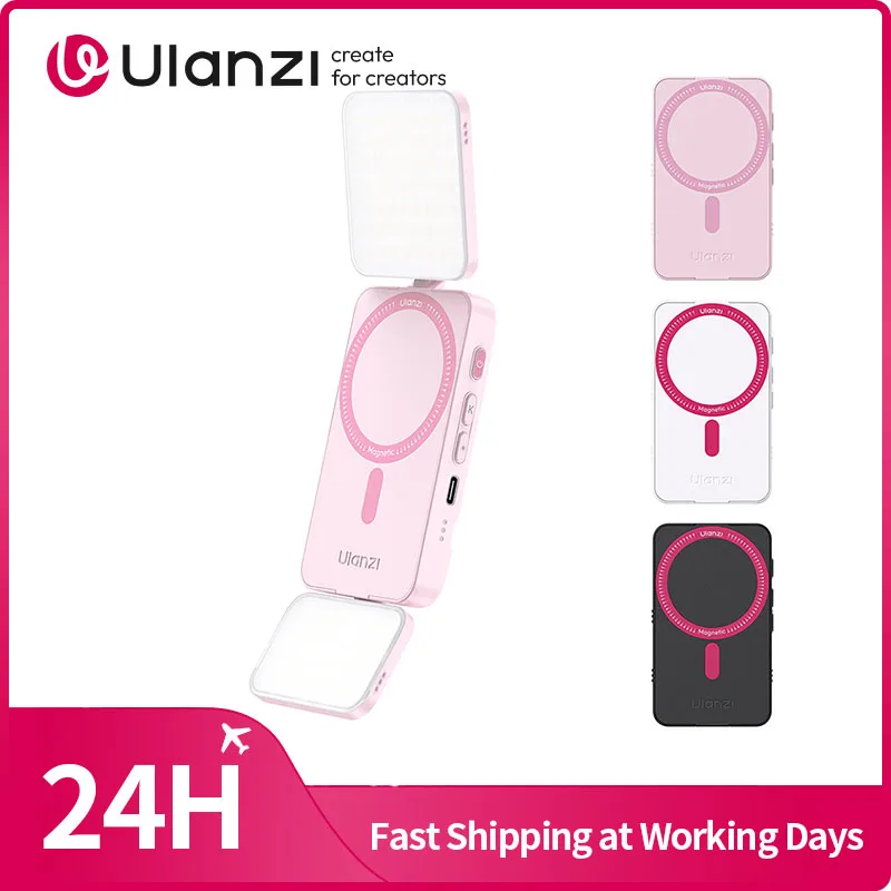 

Ulanzi GL01 GlowUp Fill Light: Двусторонняя магнитная лампа для селфи и видеосъемки для iPhone 17, 16, 15, Huawei, Xiaomi