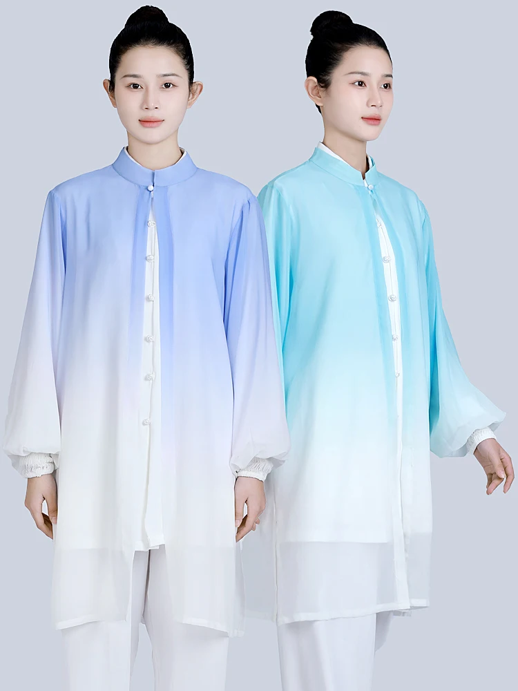 Kun Master Gradient Veil Kung Fu Uniform Martial Arts Tai Chi Clothes Competition Performance Three-piece Clothing Set for Women