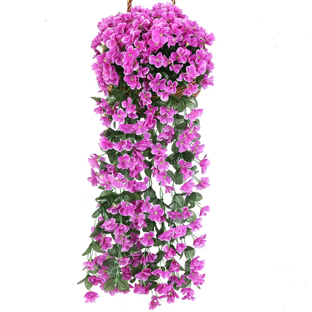 

Hanging Artificial Violet Flower Basket Bunch Decoration For Wall Decoration Plants Garden Decor Fake Flowers Outdoor