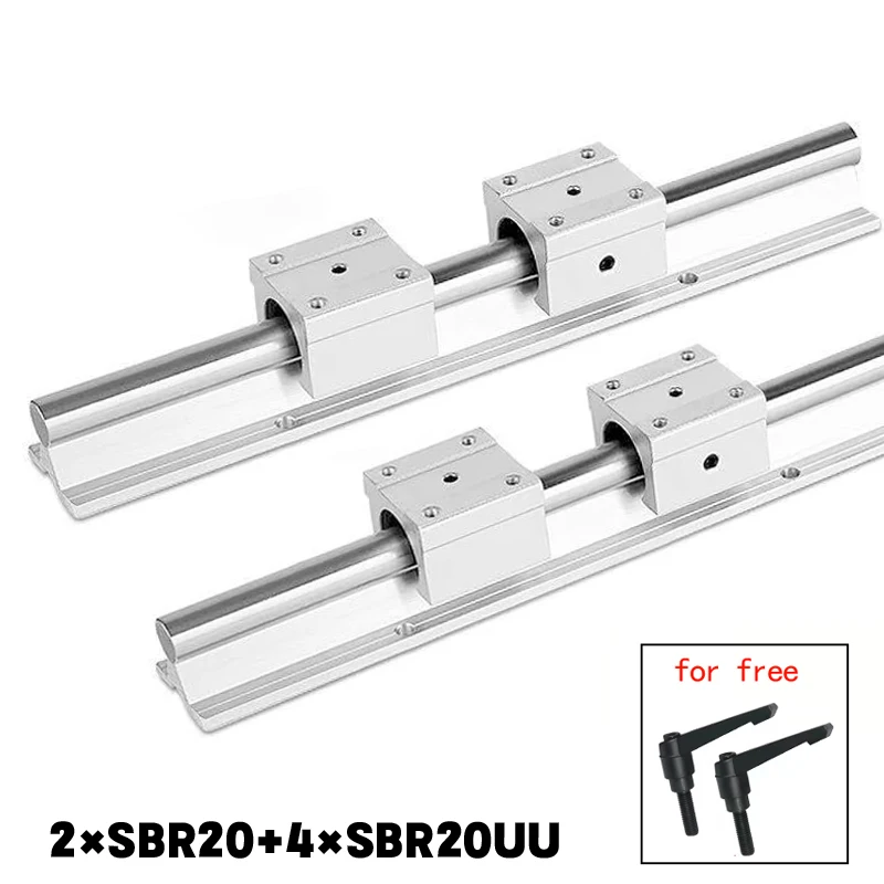 Linear Guide 2PCS SBR20mm length 200mm 500mm 500mm 1000mm 1200mm Linear Rail With 4PCS SBR20UU Bearing Block For CNC 3D Part