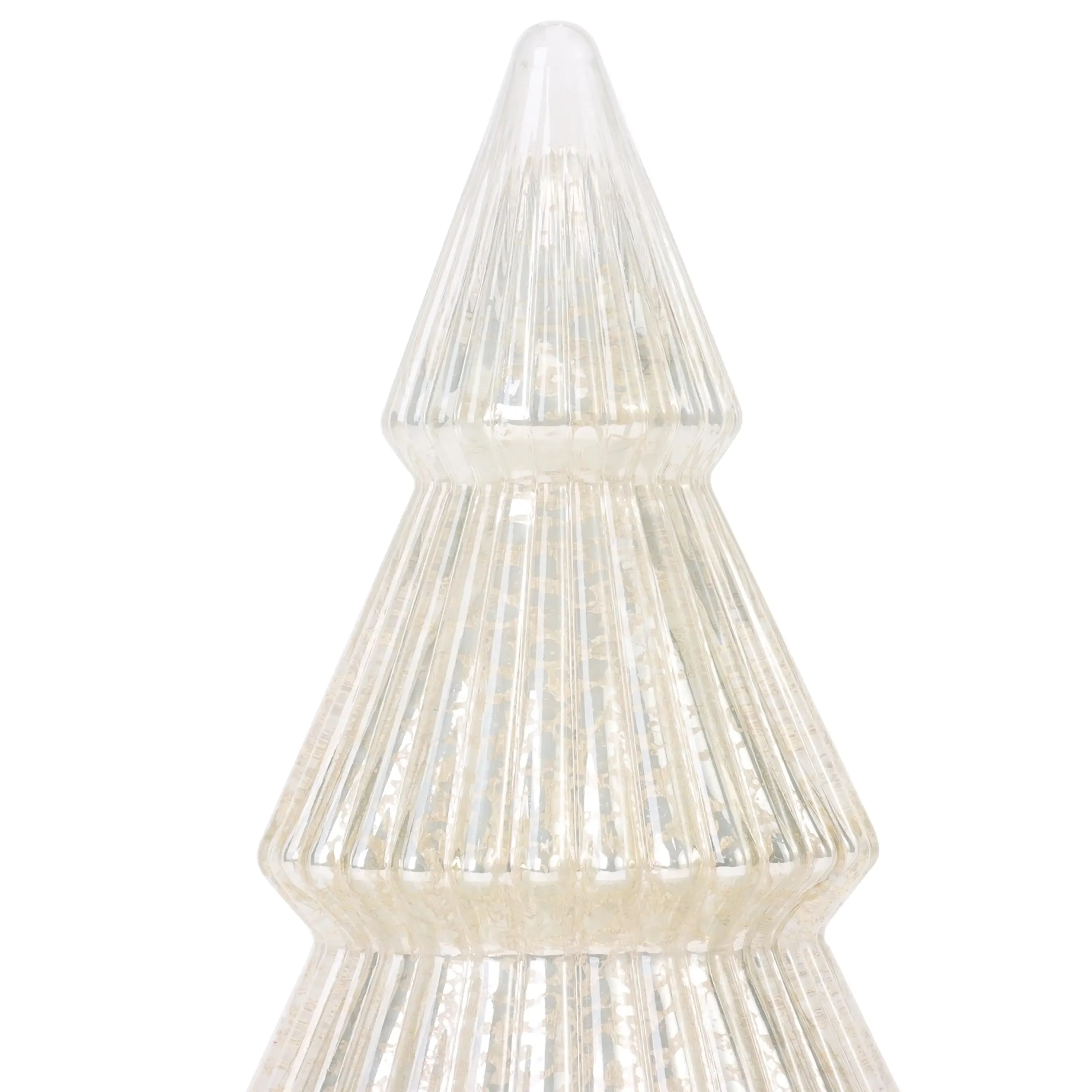 Mini albero di Natale in vetro smerigliato: design a costine scintillanti, decorazioni natalizie da scrivania per ufficio o casa