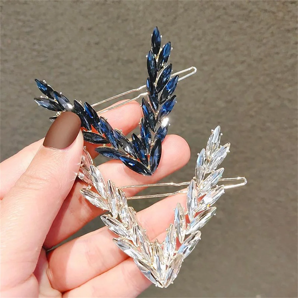 Shiny Rhinestone Hairpin Geometric V-shaped Crystal Hair Clip Barrette for Women Girls Weddings Bridal Headdresses