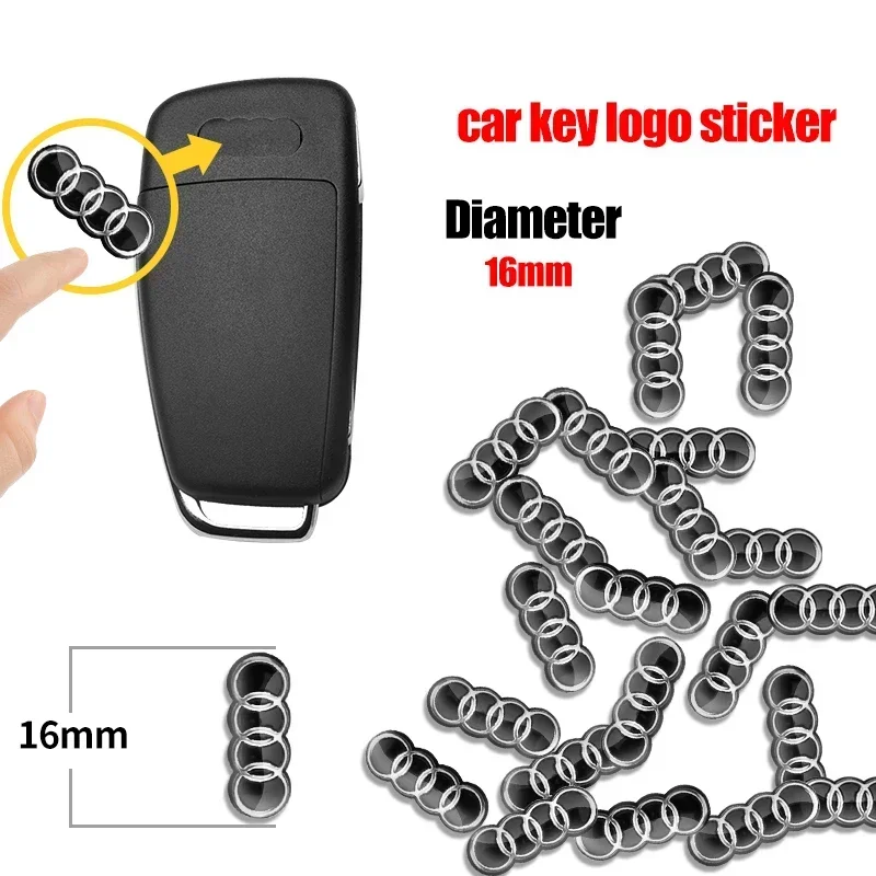 Image of 16mm 3D Metall Auto-Schlüssel-Emblem-Aufkleber, wasserdichte selbstklebende Logo-Embleme für Audi A4 A3 A5 A6 A7 A8 Q3 Q5 Q7 Q8 B5 B6 B7