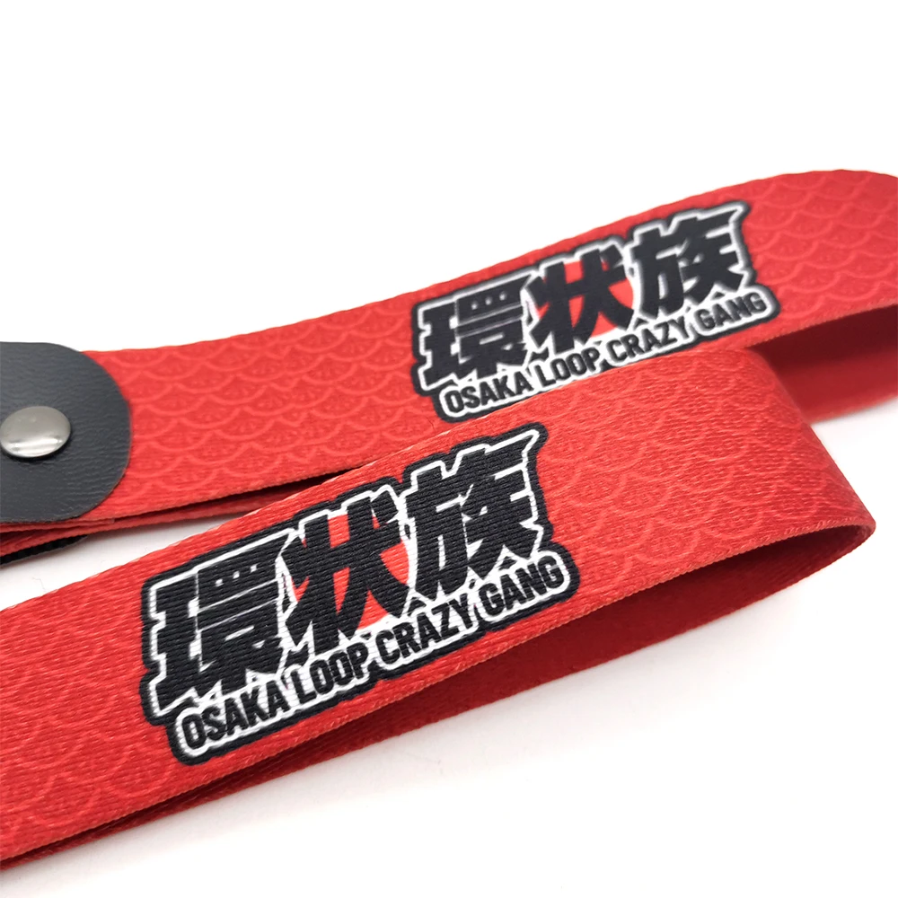 OSAKA LOOP CRAZY GANG Slogan mental keyring Wrist strap keychain JDM Style Key Holder For Honda Toyota Mazda Mitsubishi