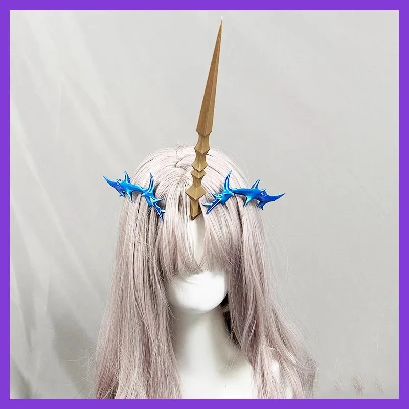 Hiasan Kepala Cosplay Anime Wuthering Waves Cartethyia Fleurdelys Alat Peraga Tanduk Halo untuk Acara Con Party Halloween Aksesori Wig