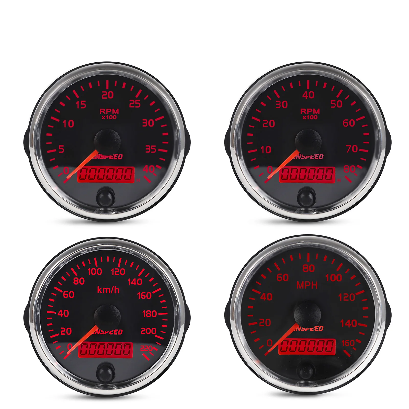 12v/24V 85mm 10 color background light LCD 2-in-1 display gasoline car tachometer diesel car tachometer speedometer universal