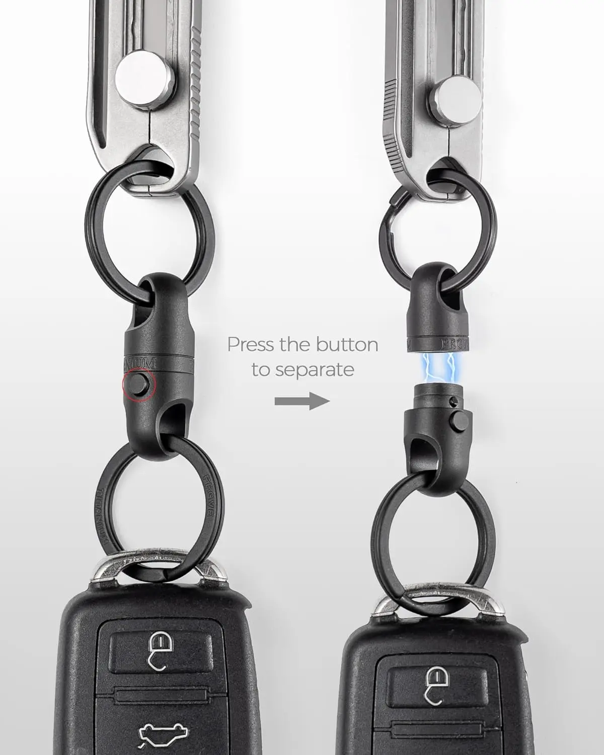 Titanium Magnetic Key Holder,black,Quick Release Keychain, Detachable Magnetic Keychain, Safely Lock System-360 ° Rotatablblack