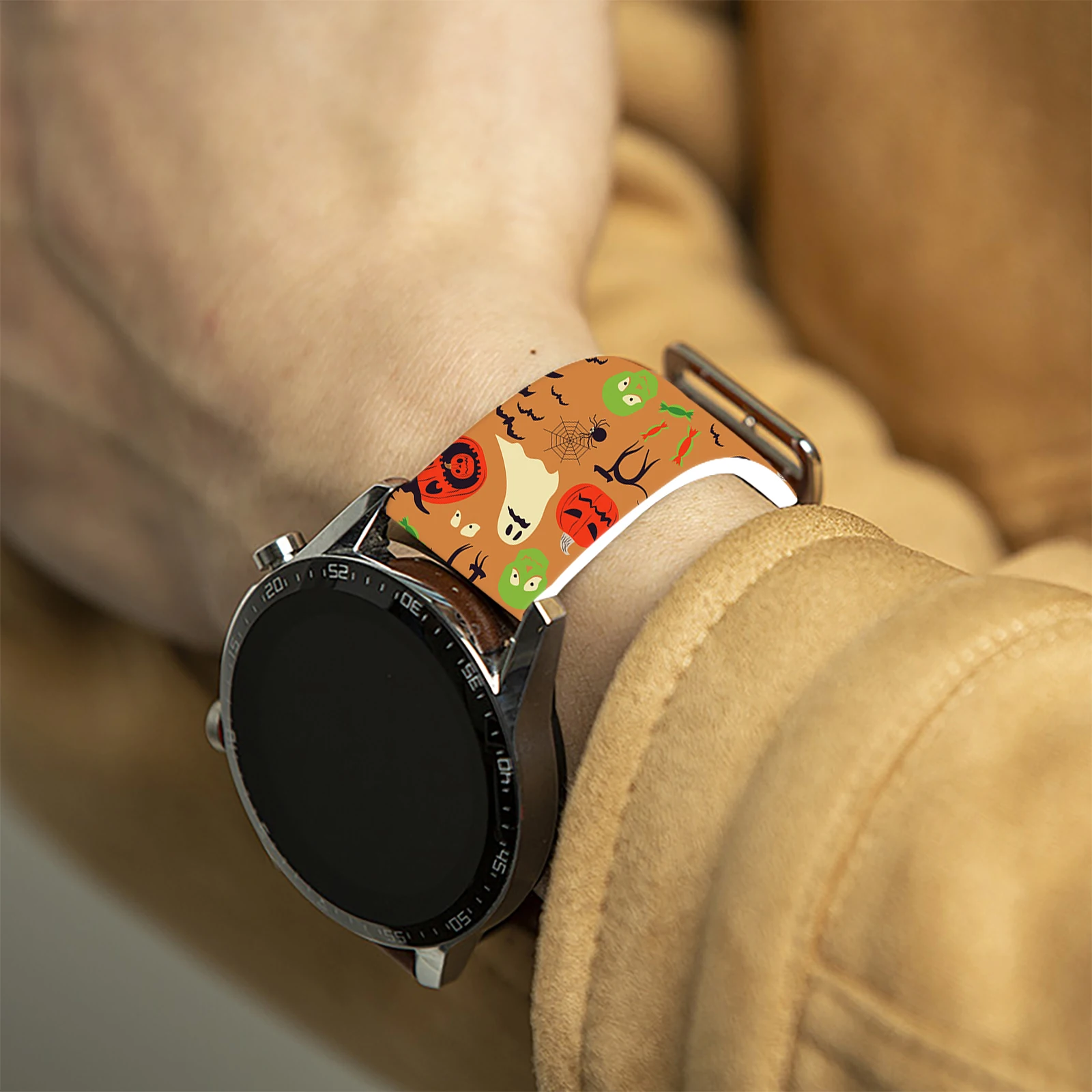 20mm Halloween Print Watch Strap for Samsung Galaxy 7/6/5 40mm 44mm Band Replaceable Bracelet 22mm for Xiaomi Amazfit WatchBand