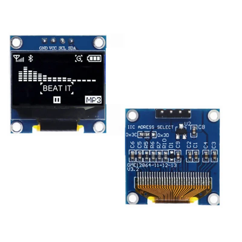 OLED display module with 4 pins, 0.96-inch LCD screen, I2C and IIC communication, 128*64