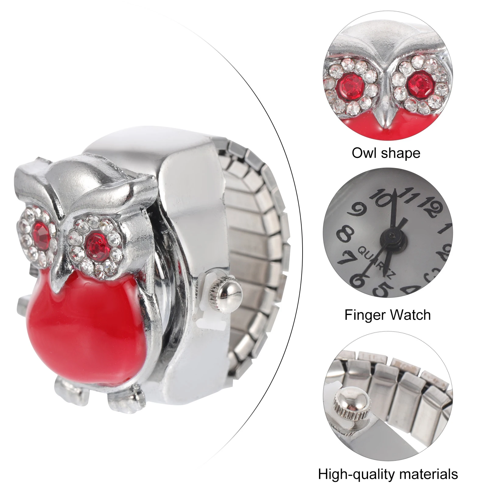 

Finger Watch Women Men Zinc Alloy Owl Pattern Retro Decorative Small Watches Comfortable Casual Daily Wear