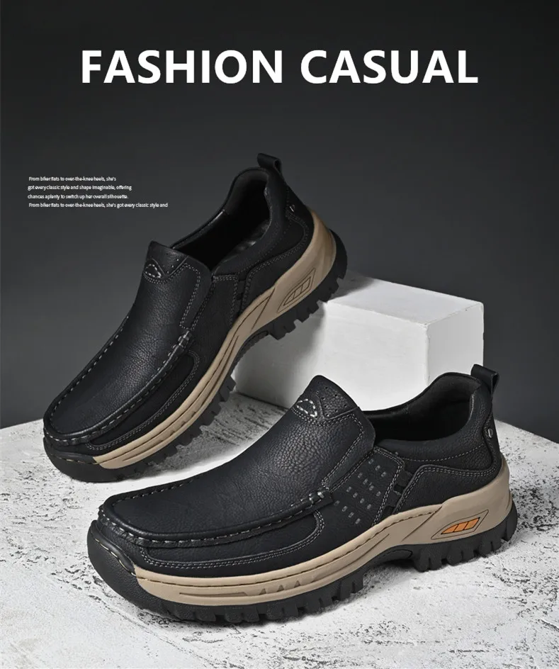Marke Männer Schuhe Hohe Qualität Aus Echtem Leder männer Casual Schuhe Slip Auf Komfort Business Mann Wohnungen Schuhe Outdoor Männer arbeit Schuhe – Detail 2