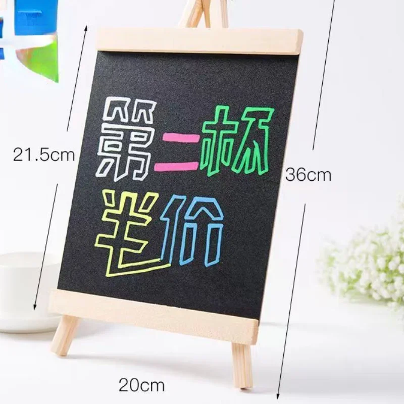 طاولة بإطار من خشب الصنوبر الصغير لسطح المكتب - لوحة سوداء علوية مع لوحات إعلانات رسم بحامل #4