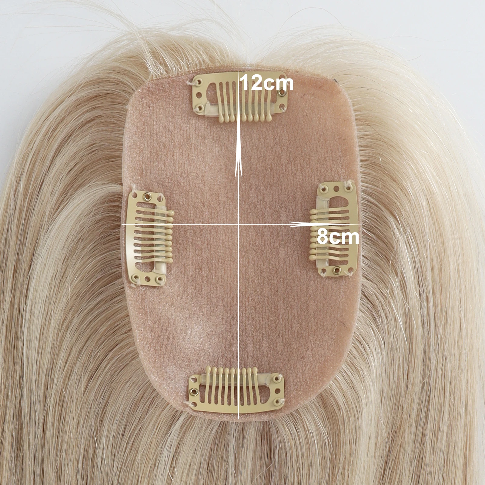 الأبيض شقراء مزيج الأوروبي شعر بشري لعذراء النساء الشعر المستعار 8*12 سنتيمتر سيليكون الجلد الحرير قاعدة توبر مع بولي PU 1 سنتيمتر مقاطع في هيربيسي