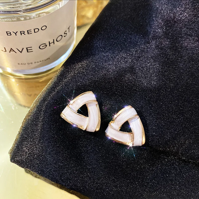 Korean Design Heart Flower Stud Earrings for Women Zircon Crystal Glaze Pearl Daily Earstud Sweet Jewelry Valentine\'s Day Gift