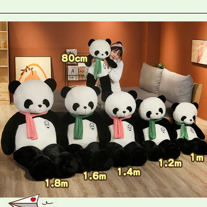 60-120CM Giant Size Scarf Panda Bear Plush Stuffed Animal Doll Animals Cartoon Kawaii Dolls Girls Lover Gift Toy