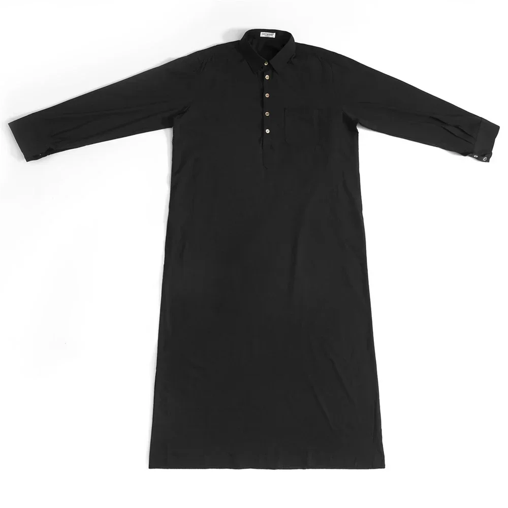 

Saudi Arabic Men Long Sleeve Jubba Thobe Buttons Maxi Robe Muslim Islam Dress Abayas Kaftan Abaya Ramadan Gown Daffah Dishdasha